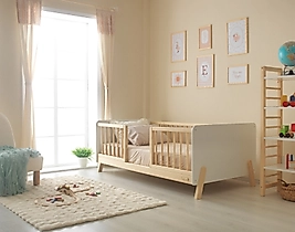 Rena - MDF Başlıklı Orta Kapılı Yuvarlak Çıtalı Karyola