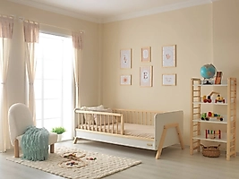 Remy - MDF Başlıklı Yuvarlak Çıtalı Karyola