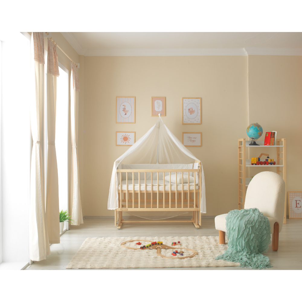 Elegance - Sallanır Ahşap Beşik Tam Set